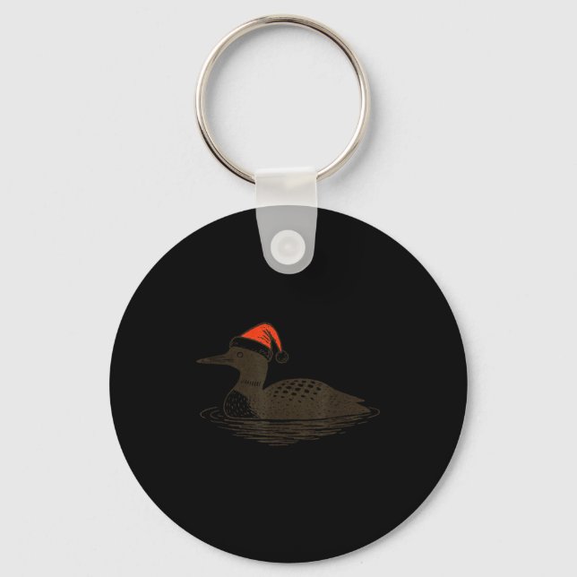 Loon Lover Santa Hat Christmas Bird Watching Xmas  Nyckelring (Framsida)