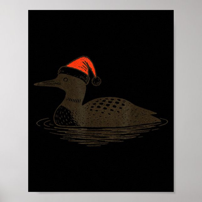 Loon Lover Santa Hat Christmas Bird Watching Xmas  Poster (Framsidan)