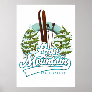 Loon Mountain New Hampshire ski logotyp Poster