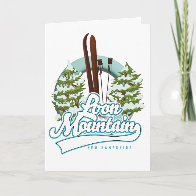 Loon Mountain New Hampshire skid logotyp Helgkort (Framsida)