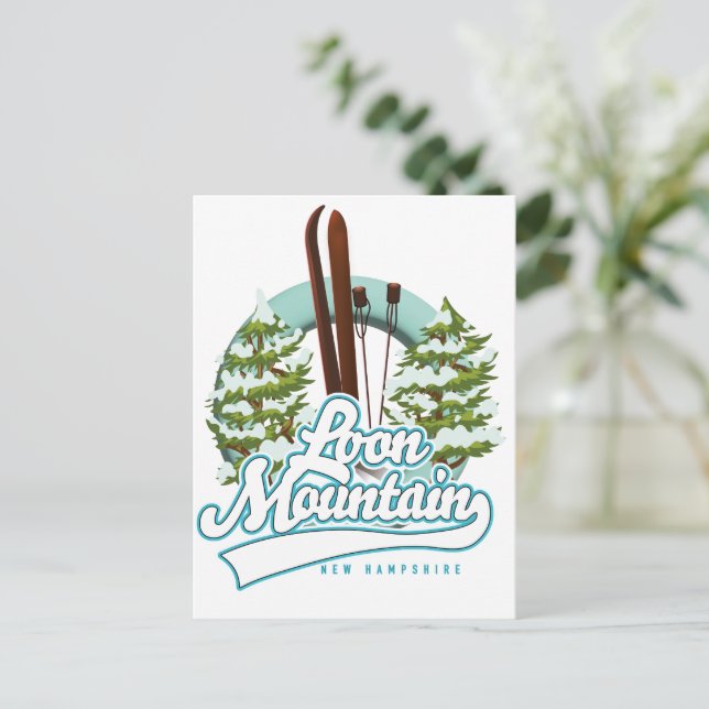 Loon Mountain New Hampshire skidlogo Vykort (Stående Fram)