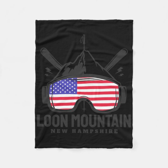 Loon Mountain New Hampshire Usa Ski Retro Skiing  Fleecefilt (Framsidan)