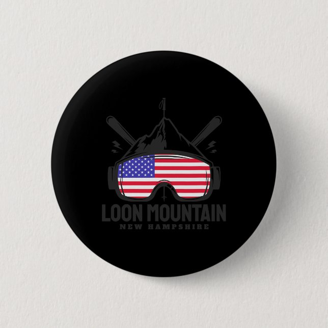 Loon Mountain New Hampshire Usa Ski Retro Skiing  Knapp (Framsida)