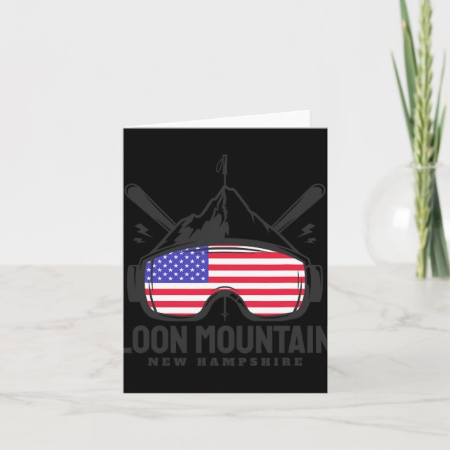 Loon Mountain New Hampshire Usa Ski Retro Skiing  Kort (Framsida)