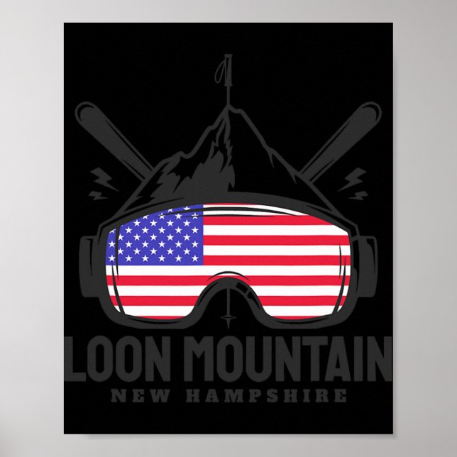 Loon Mountain New Hampshire Usa Ski Retro Skiing  Poster (Framsidan)