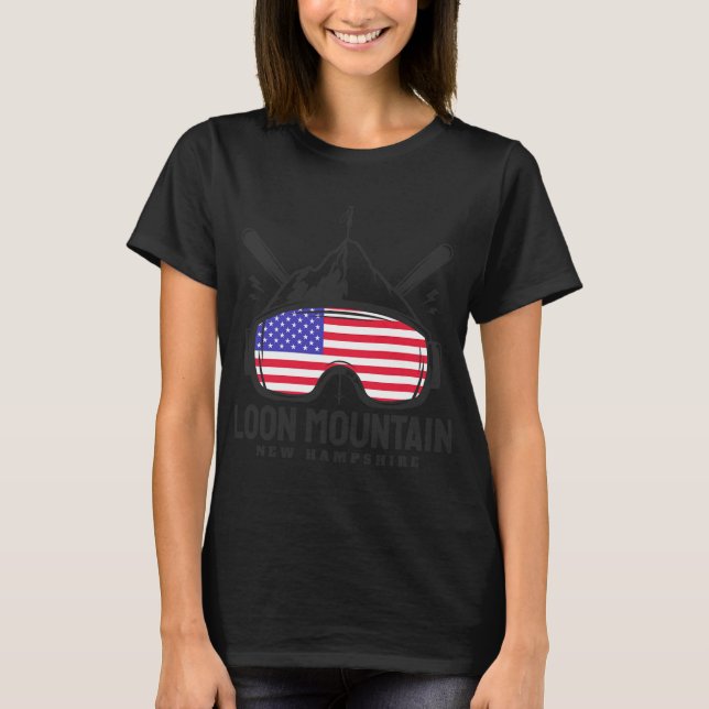 Loon Mountain New Hampshire Usa Ski Retro Skiing  T Shirt (Framsida)