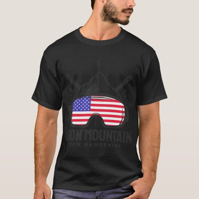 Loon Mountain New Hampshire Usa Ski Retro Skiing  T Shirt (Framsida)
