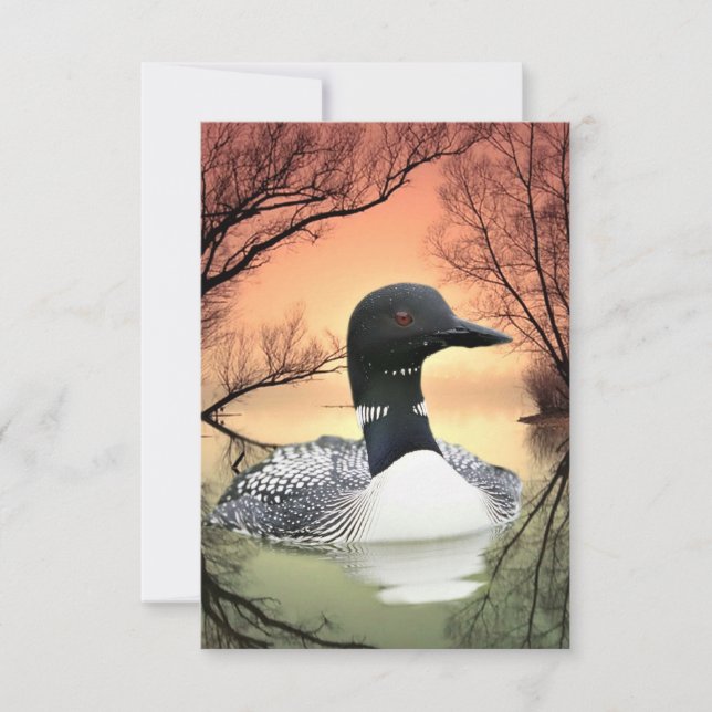 Loon på Sjö Loon Reflection Call of the Loon OSA Kort (Framsida)