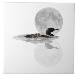 Loon Simmas in the Moonlight Ceramic Tile Kakelplatta