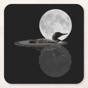 Loon Simmas in the Moonlight Papper Underlägg Kvadrat