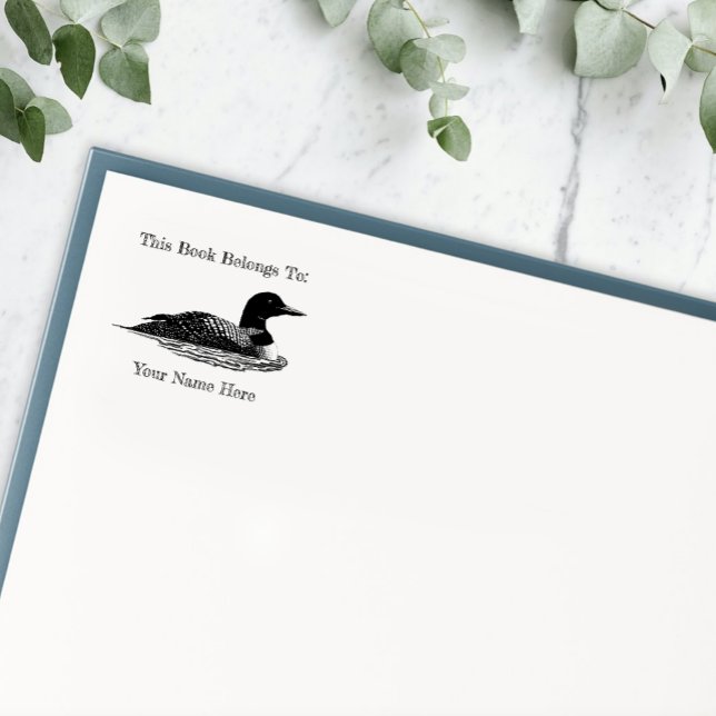 Loon Sjö Life Cabin Bookplate Stämpel (Skapare uppladdad)