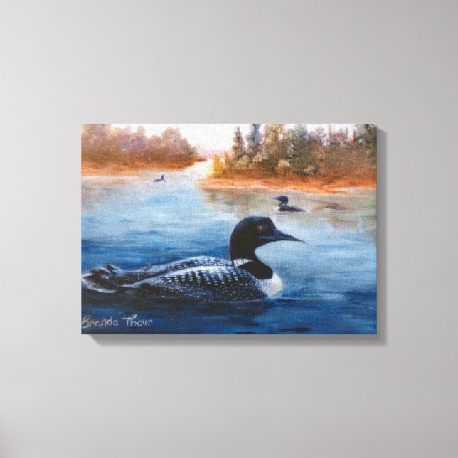 Loon Sjö Wrapped Canvas Skriv ut (Framsida)