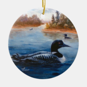 Loon sjöprydnad julgransprydnad keramik