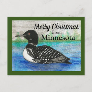 Loon State Bird God jul från Minnesota Vykort