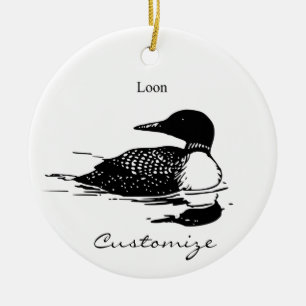 Loon Swimming Bird Art Thunder_Cove Julgransprydnad Keramik