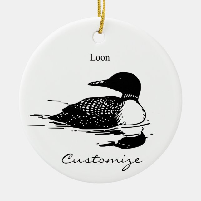 Loon Swimming Bird Art Thunder_Cove Julgransprydnad Keramik (Framsidan)