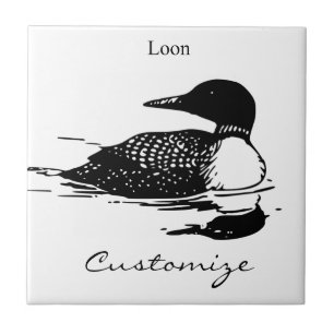 Loon Swimming Bird Art Thunder_Cove Kakelplatta