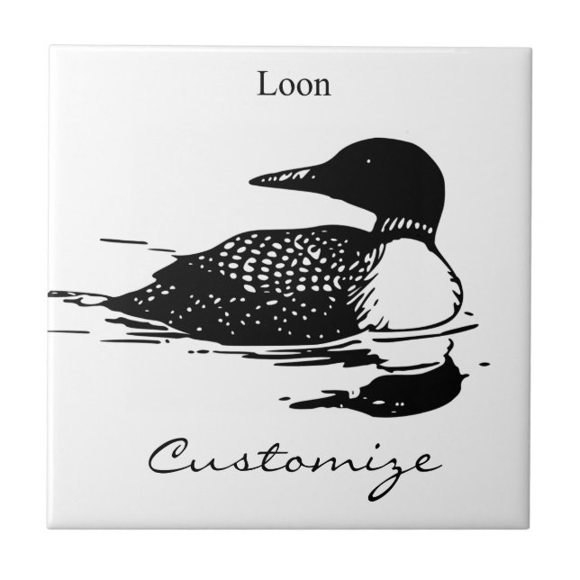 Loon Swimming Bird Art Thunder_Cove Kakelplatta (Framsidan)