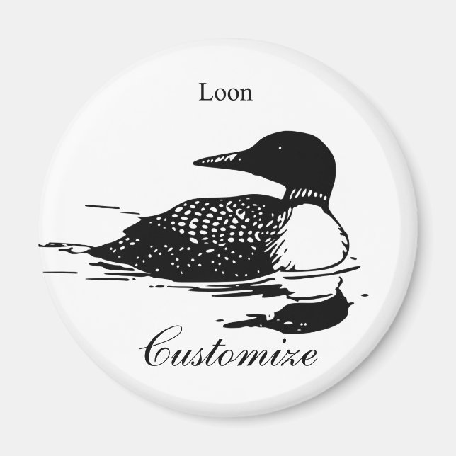 Loon Swimming Bird Art Thunder_Cove Magnet (Framsidan)
