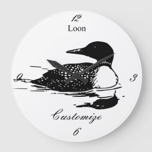 Loon Swimming Bird Art Thunder_Cove Stor Klocka