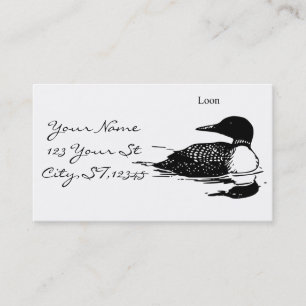 Loon Swimming Bird Art Thunder_Cove Visitkort