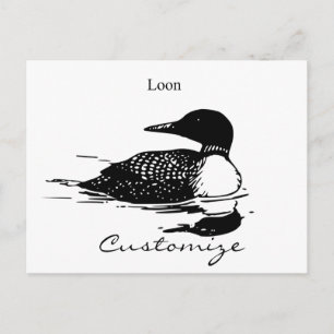 Loon Swimming Bird Art Thunder_Cove Vykort