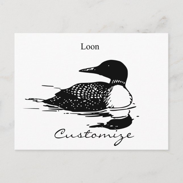 Loon Swimming Bird Art Thunder_Cove Vykort (Framsida)