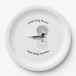 Loon Under Full Moon Paper Plate