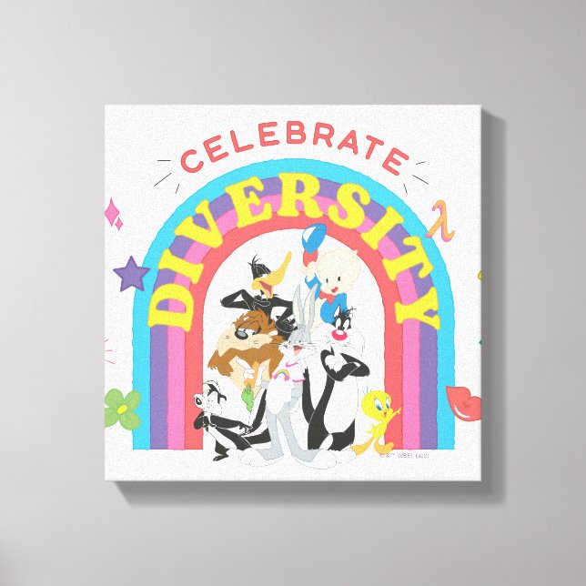 LOONEY TUNES™ - Celebrate Diversity Pride Rainbow Canvastryck (Framsida)