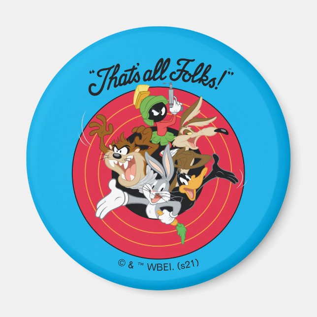 LOONEY TUNES™ "DET ÄR ALLA FOLKS!™" Bullseye Group Magnet (Framsidan)