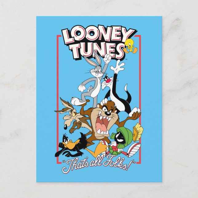 LOONEY TUNES™ "DET ÄR ALLA FOLKS!™" Group Stack Vykort (Framsida)