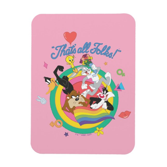 LOONEY TUNES™ - Det är alla mappar! Pride Bullseye Magnet (Vertikal)