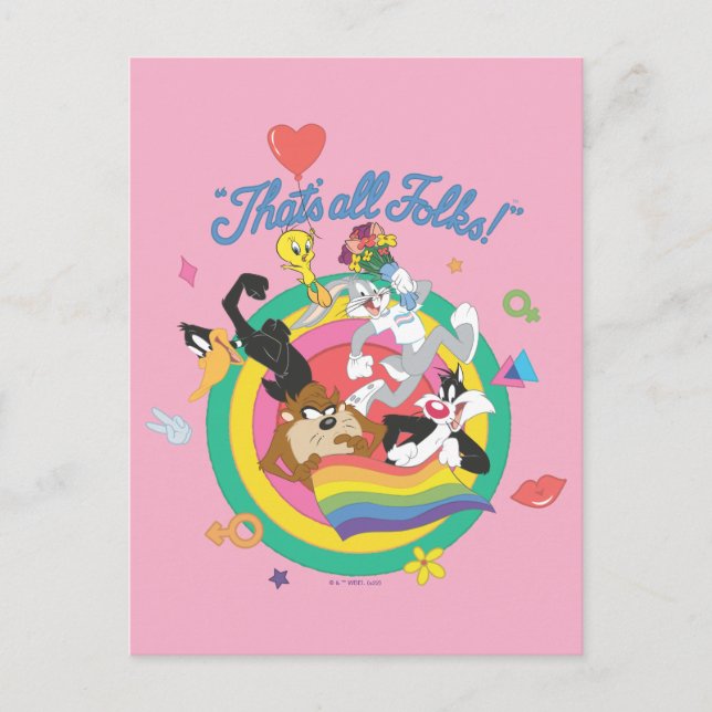 LOONEY TUNES™ - Det är alla mappar! Pride Bullseye Vykort (Framsida)