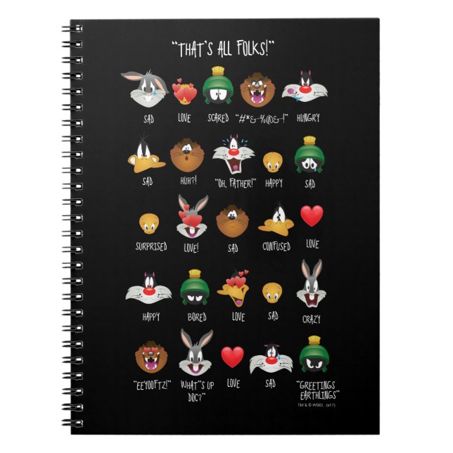 LOONEY TUNES™ Emoji Chart Anteckningsbok (Framsidan)