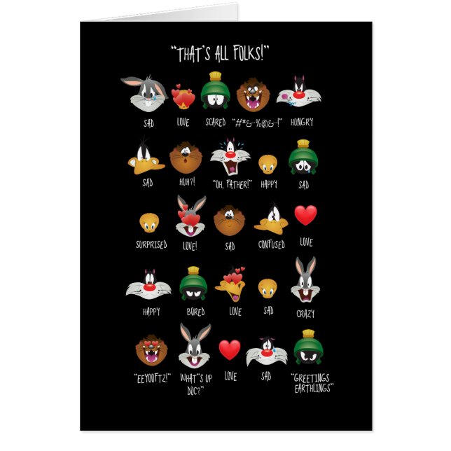 LOONEY TUNES™ Emoji Chart Hälsningskort (Framsidan)