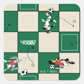 LOONEY TUNES™ Fotbolls Rut Mönster Fyrkantigt Klistermärke