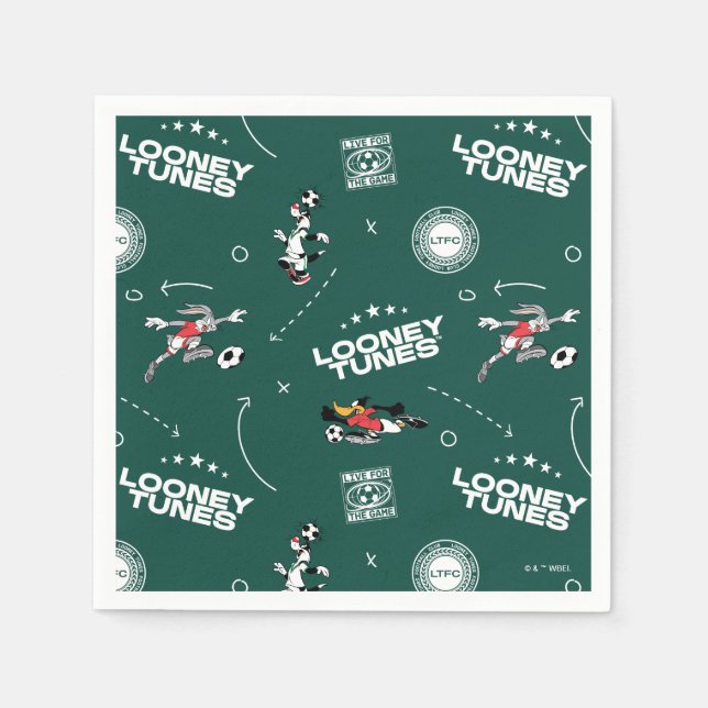 LOONEY TUNES™ Fotbollsspelboksmönster Pappersservett (Framsidan)