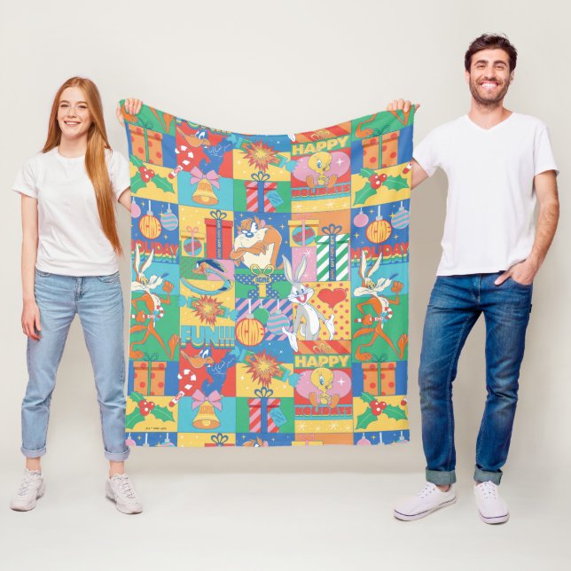 LOONEY TUNES™ | Glad helg Jul Mönster Fleecefilt (På plats)