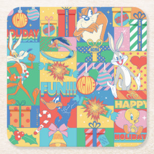 LOONEY TUNES™   Glad helg Jul Mönster Underlägg Papper Kvadrat
