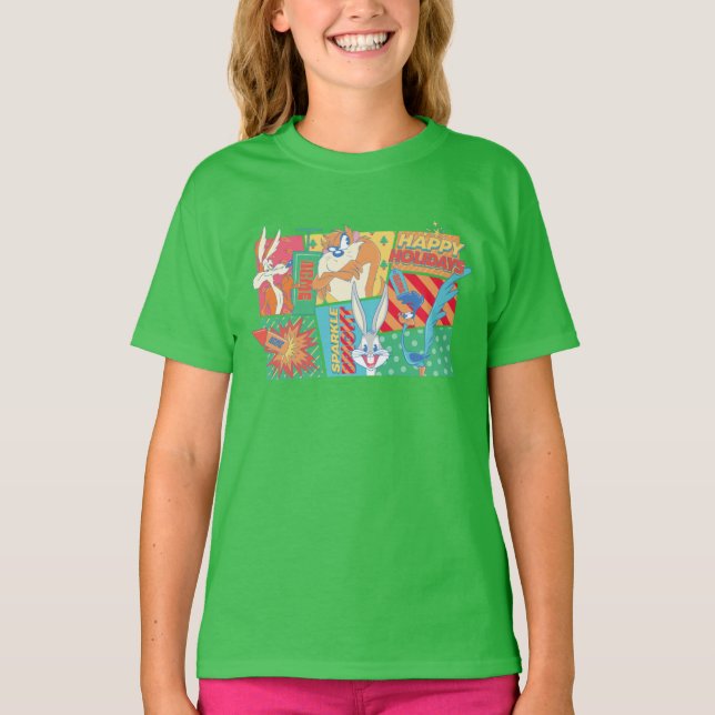 LOONEY TUNES™ | Glad jul-mönster T Shirt (Framsida)