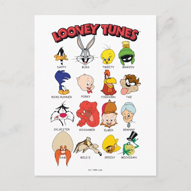 LOONEY TUNES™ Headshots Vykort (Framsida)