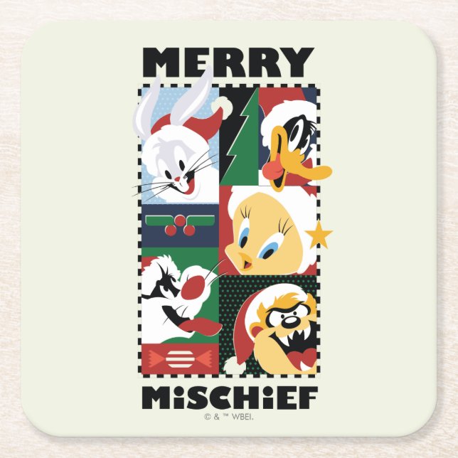 LOONEY TUNES™ Helgdag Merry MisChief Underlägg Papper Kvadrat (Framsidan)