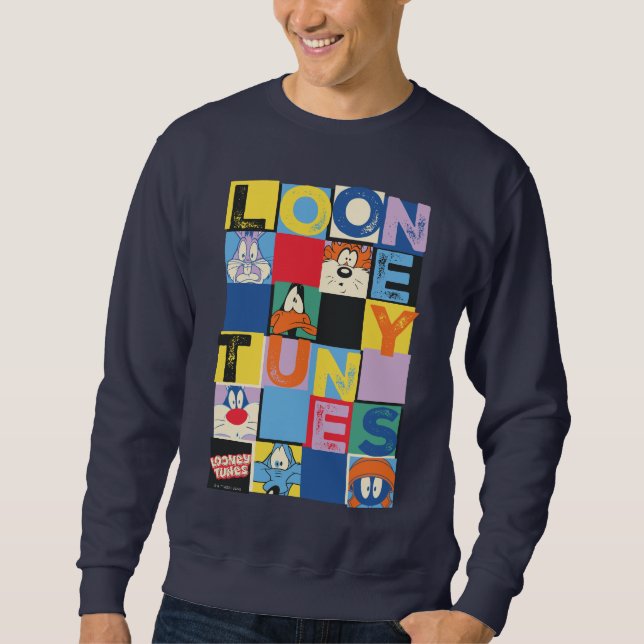 LOONEY TUNES™ Karaktärs Schackbräde Block Lång Ärmad Tröja (Framsida)