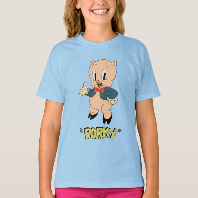LOONEY TUNES™ Retro Laughs| Porky Gris T Shirt (Framsida)