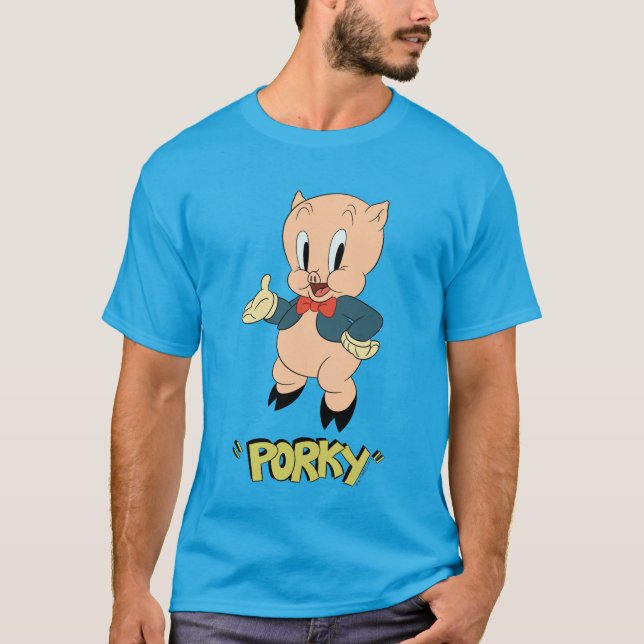 LOONEY TUNES™ Retro skratt | Porky Pig T Shirt (Framsida)