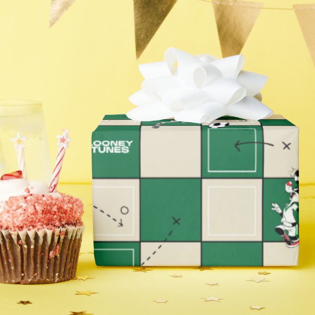 LOONEY TUNES™ Soccer Grid Pattern Presentpapper (Födelsedagsfest)
