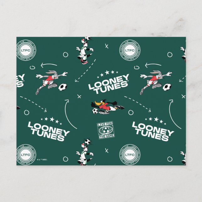 LOONEY TUNES™ Soccer Playbook Pattern Vykort (Framsida)
