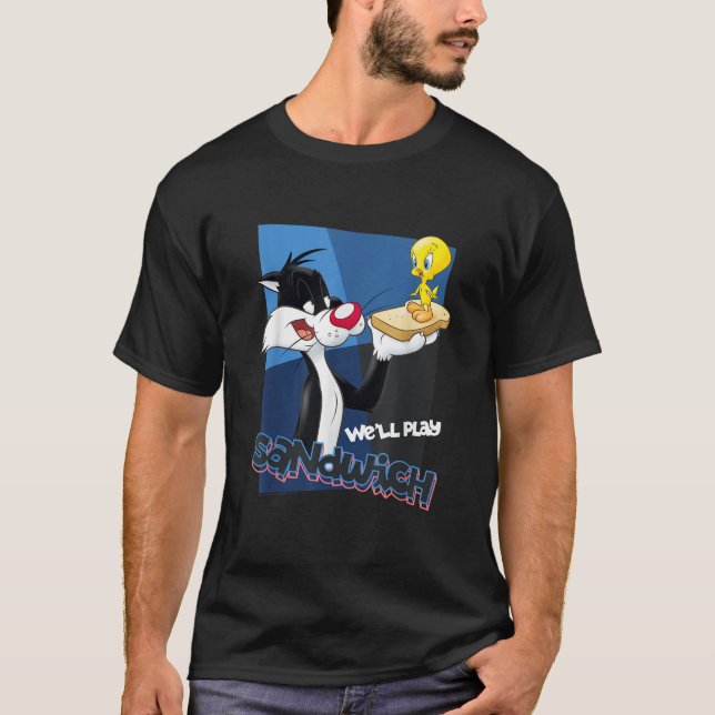 Looney Tunes Sylvester Tweety Sandwich T Shirt (Framsida)