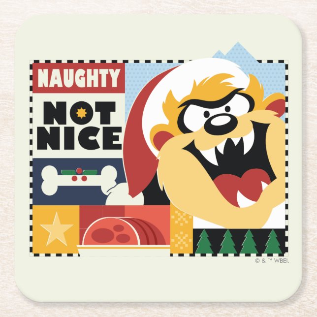 LOONEY TUNES™ TAZ™ Naughty Not Nice Underlägg Papper Kvadrat (Framsidan)