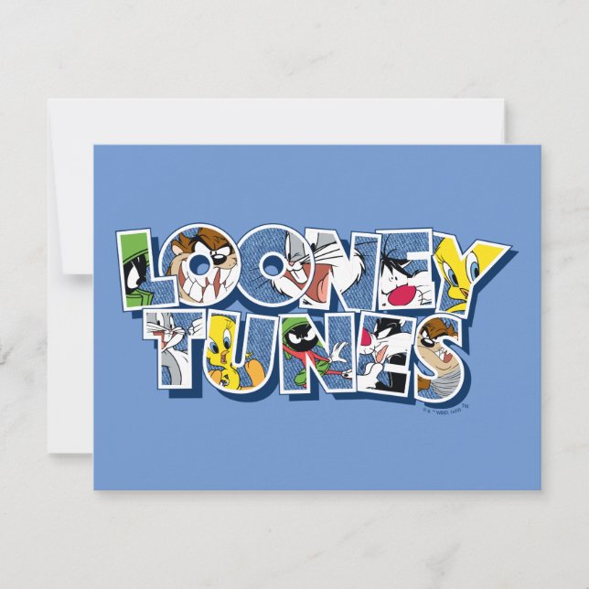 LOONEY TUNES™-tecken i bokstäver Anteckningskort (Framsida)